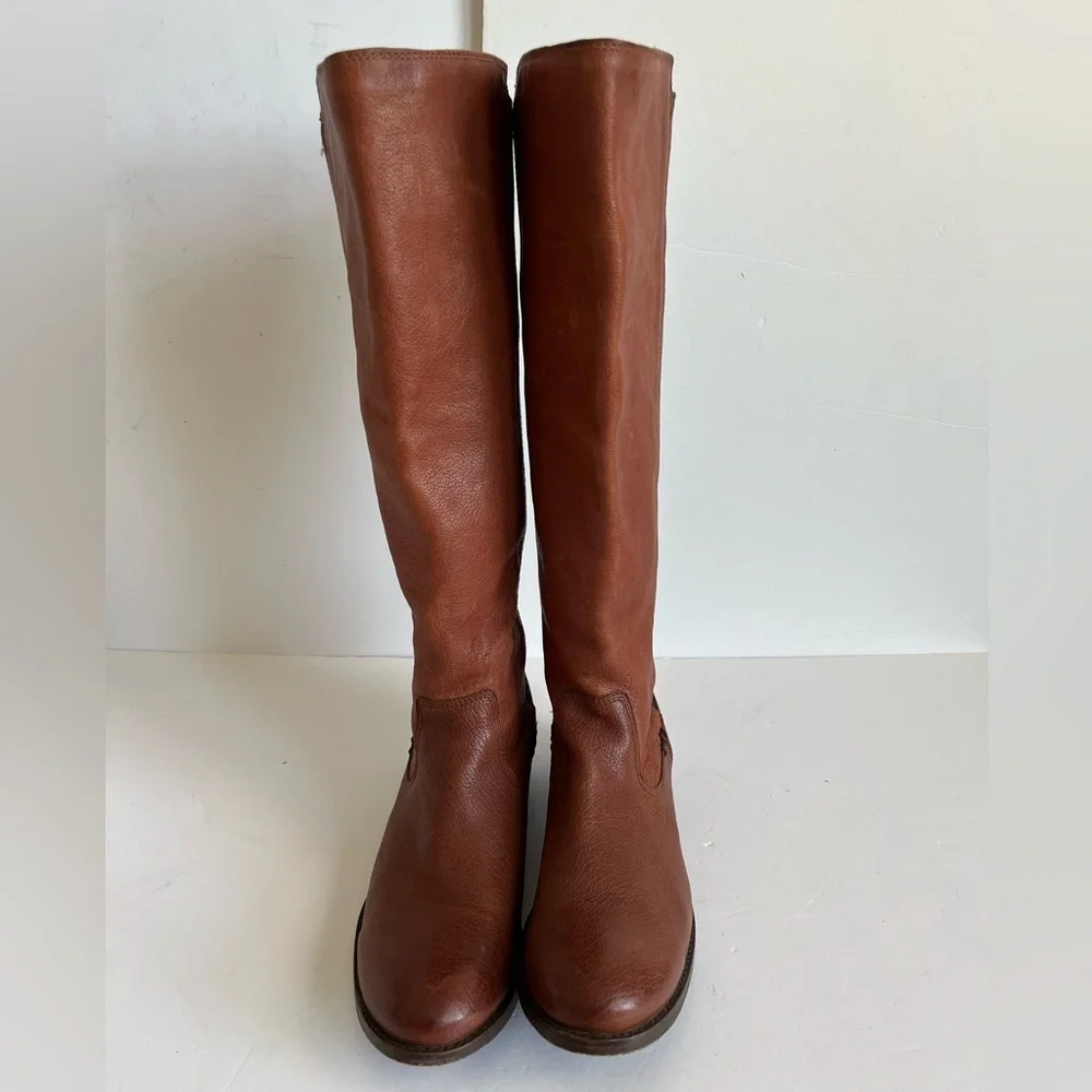 Frye Molly Gore Brown Tall Elastic Panel Riding Boots size 8.5B
